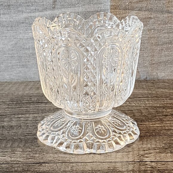 Vintage Avon Candler Holder Candy Dish Glass Footed - Picture 1 of 16